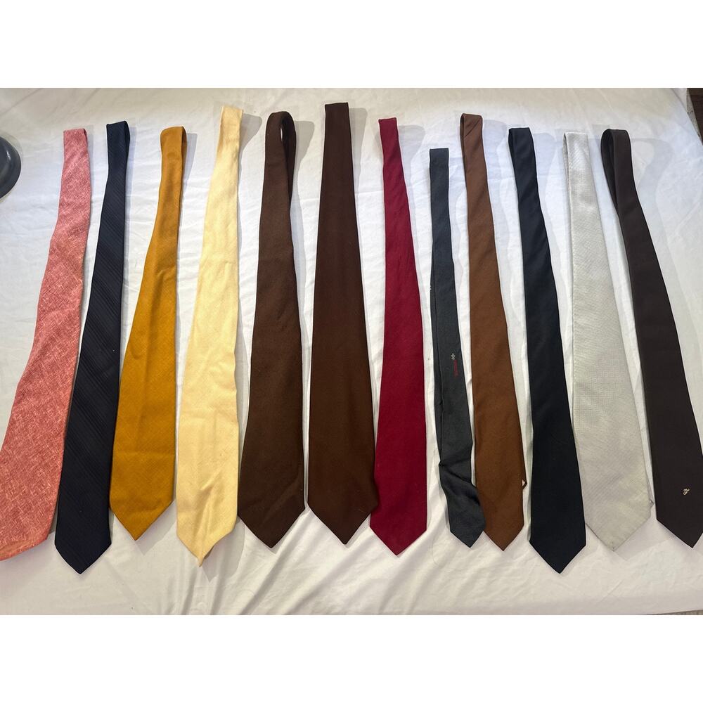 Lot of 12 Mens Solid Color Neckties Mixed Brands Formal Wedding Dress Ties